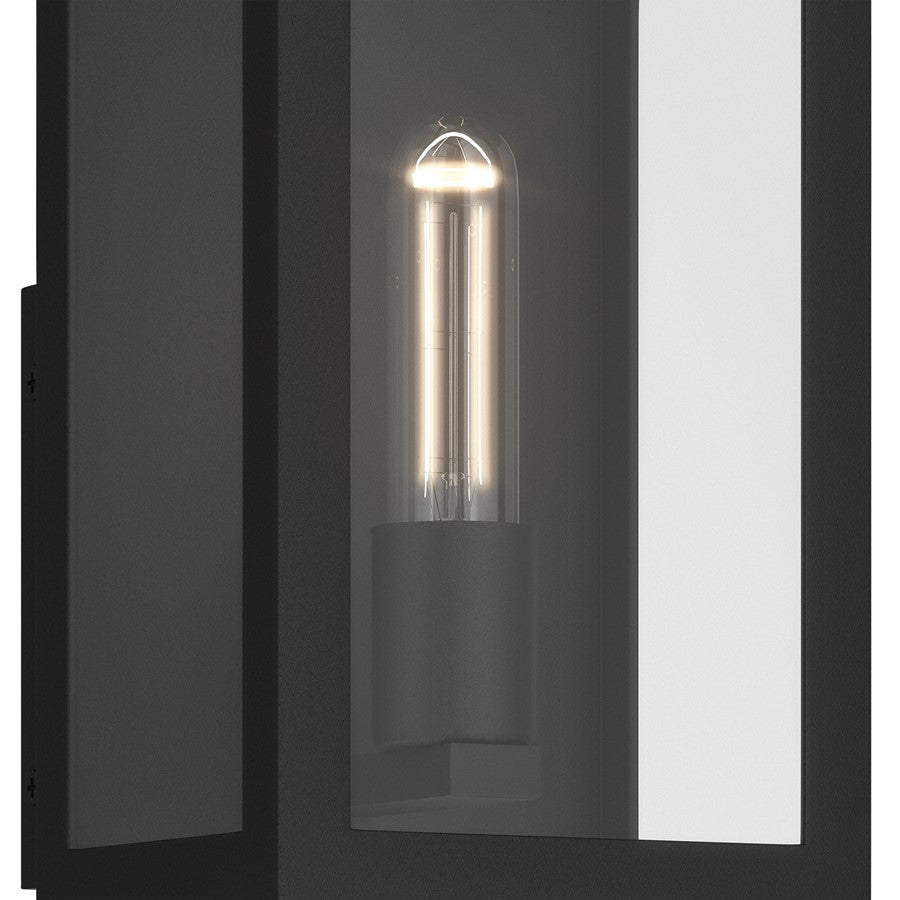 Kichler Marea 13in 1-Light Outdoor Wall Sconce | Art Deco Textured Black and Clear Glass | Entryway & Covered Patio | Model 59200BKT