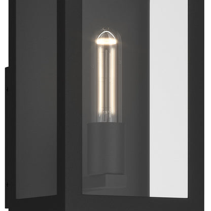Kichler Marea 13in 1-Light Outdoor Wall Sconce | Art Deco Textured Black and Clear Glass | Entryway & Covered Patio | Model 59200BKT