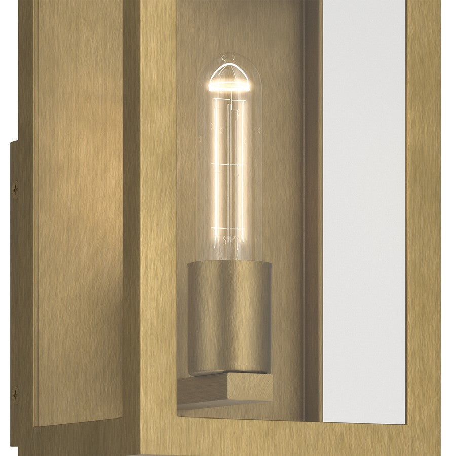 Kichler Marea 13in 1-Light Outdoor Wall Light | Art Deco Natural Brass and Clear Glass | Entryway & Porch | 6.5 x 13 x 5.75 in | Model 59200NBR