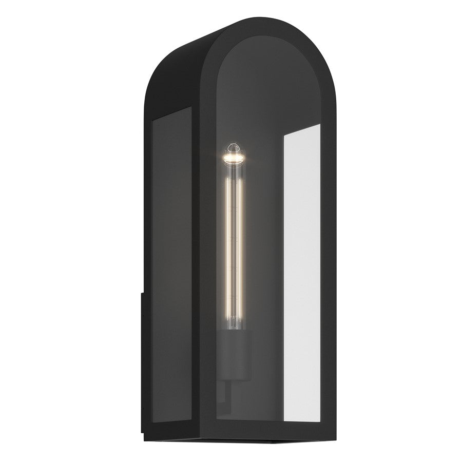 Kichler Marea 17in 1-Light Outdoor Wall Sconce | Art Deco Textured Black Aluminum and Clear Glass | Entryway & Covered Patio | Model 59201BKT