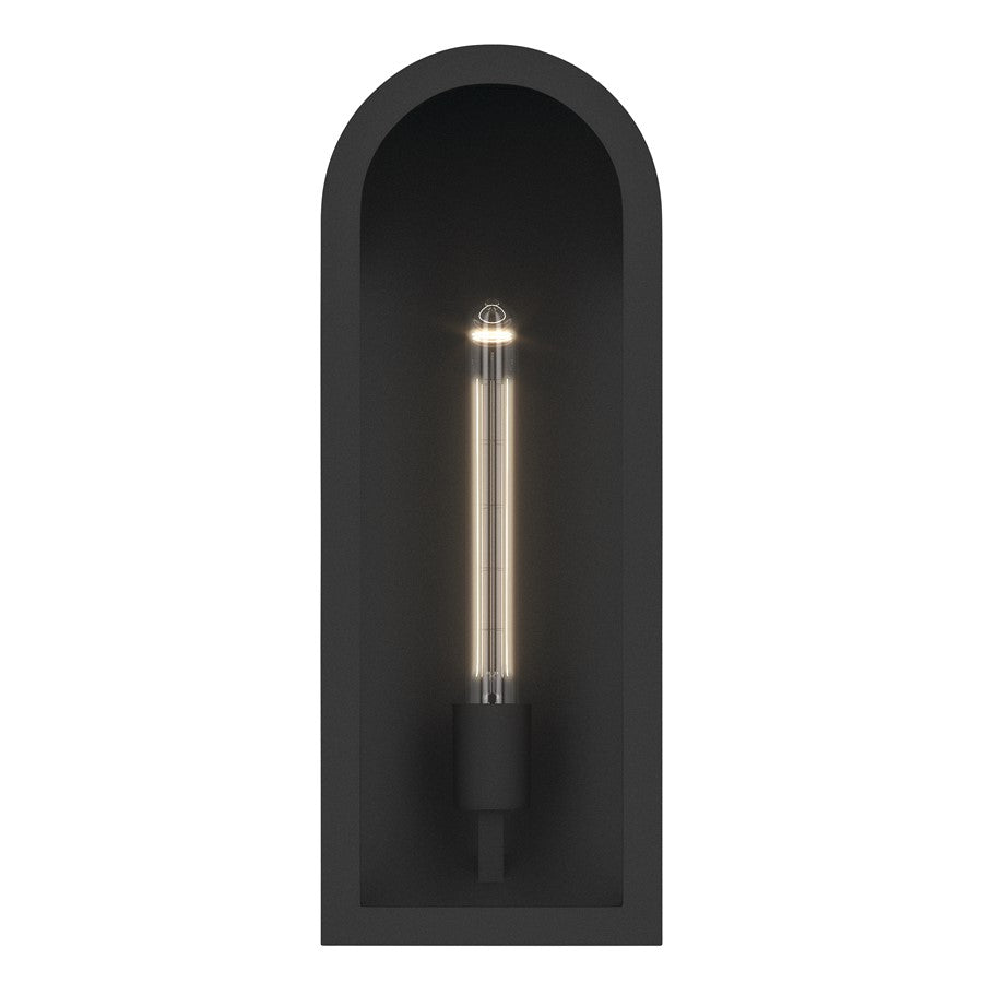 Kichler Marea 17in 1-Light Outdoor Wall Sconce | Art Deco Textured Black Aluminum and Clear Glass | Entryway & Covered Patio | Model 59201BKT