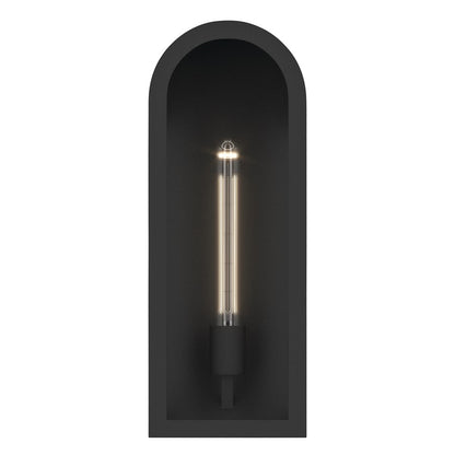 Kichler Marea 17in 1-Light Outdoor Wall Sconce | Art Deco Textured Black Aluminum and Clear Glass | Entryway & Covered Patio | Model 59201BKT