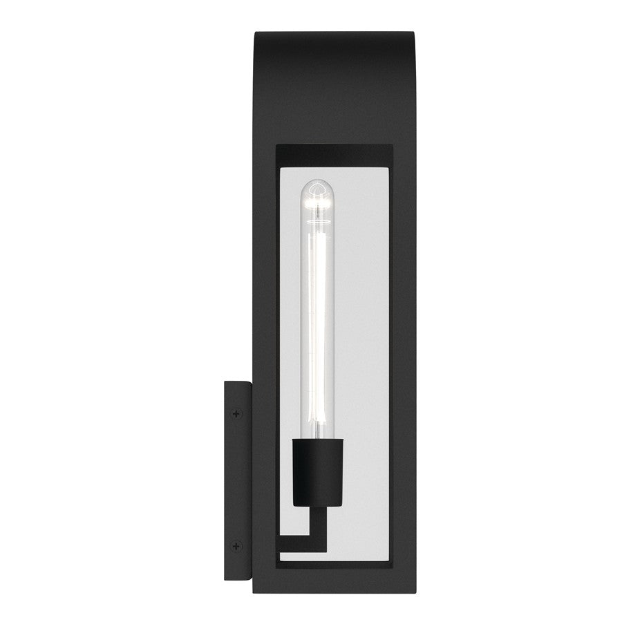 Kichler Marea 17in 1-Light Outdoor Wall Sconce | Art Deco Textured Black Aluminum and Clear Glass | Entryway & Covered Patio | Model 59201BKT