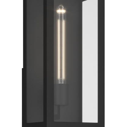 Kichler Marea 17in 1-Light Outdoor Wall Sconce | Art Deco Textured Black Aluminum and Clear Glass | Entryway & Covered Patio | Model 59201BKT