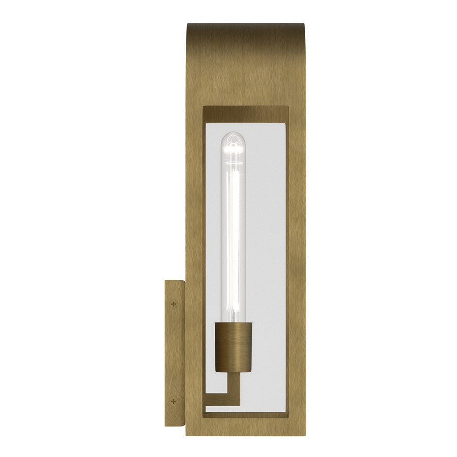 Kichler Marea 17in 1-Light Outdoor Wall Sconce | Art Deco Natural Brass and Clear Glass | Entryway & Covered Patio | Model 59201NBR