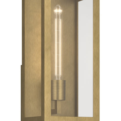Kichler Marea 17in 1-Light Outdoor Wall Sconce | Art Deco Natural Brass and Clear Glass | Entryway & Covered Patio | Model 59201NBR