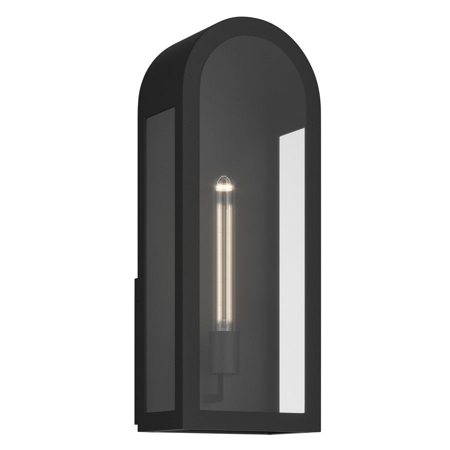 Kichler Marea 20in 1-Light Outdoor Wall Sconce | Art Deco Textured Black and Clear Glass | Entryway & Porch | 8 x 20.25 x 5.75 in | Model 59202BKT