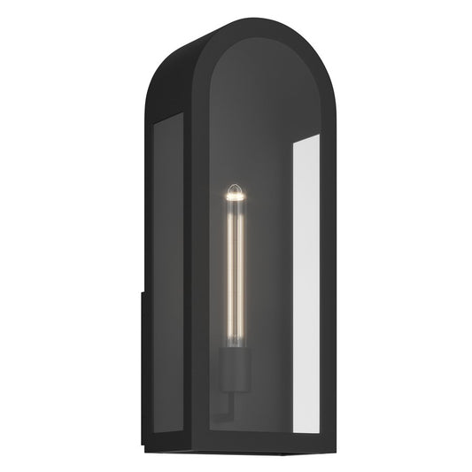 Kichler Marea 20in 1-Light Outdoor Wall Sconce | Art Deco Textured Black and Clear Glass | Entryway & Porch | 8 x 20.25 x 5.75 in | Model 59202BKT