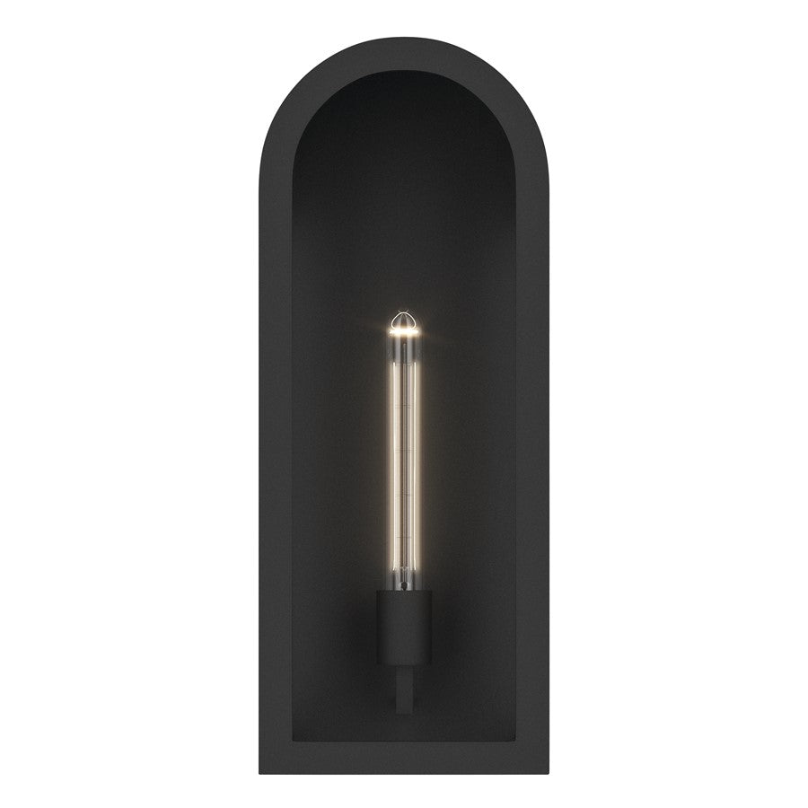 Kichler Marea 20in 1-Light Outdoor Wall Sconce | Art Deco Textured Black and Clear Glass | Entryway & Porch | 8 x 20.25 x 5.75 in | Model 59202BKT