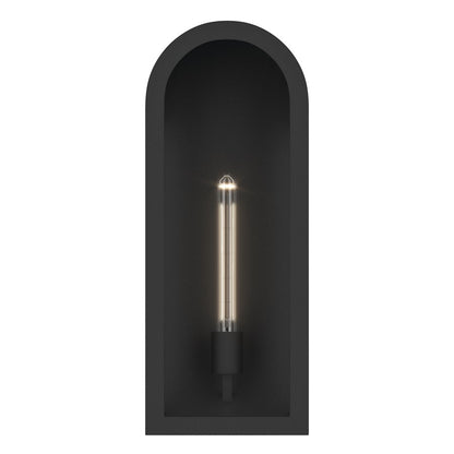 Kichler Marea 20in 1-Light Outdoor Wall Sconce | Art Deco Textured Black and Clear Glass | Entryway & Porch | 8 x 20.25 x 5.75 in | Model 59202BKT