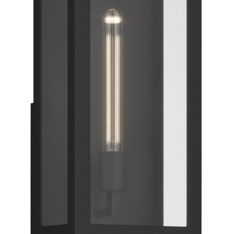 Kichler Marea 20in 1-Light Outdoor Wall Sconce | Art Deco Textured Black and Clear Glass | Entryway & Porch | 8 x 20.25 x 5.75 in | Model 59202BKT