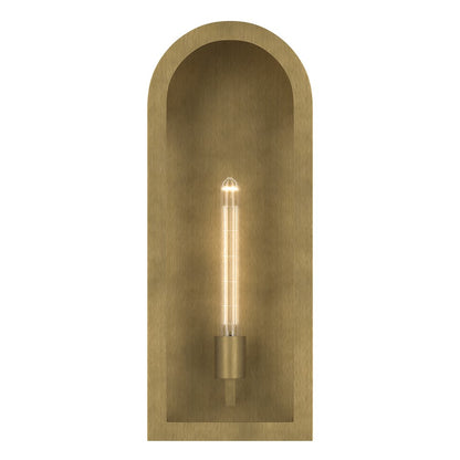 Kichler Marea 20in 1-Light Outdoor Wall Sconce | Art Deco Natural Brass and Clear Glass | Entryway & Porch | 8 x 20 x 6 in | Model 59202NBR