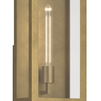 Kichler Marea 20in 1-Light Outdoor Wall Sconce | Art Deco Natural Brass and Clear Glass | Entryway & Porch | 8 x 20 x 6 in | Model 59202NBR
