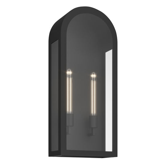 Kichler Marea 25in 2-Light Outdoor Wall Light | Art Deco Textured Black and Clear Glass | Porch & Patio | 11 x 25 in | Model 59203BKT