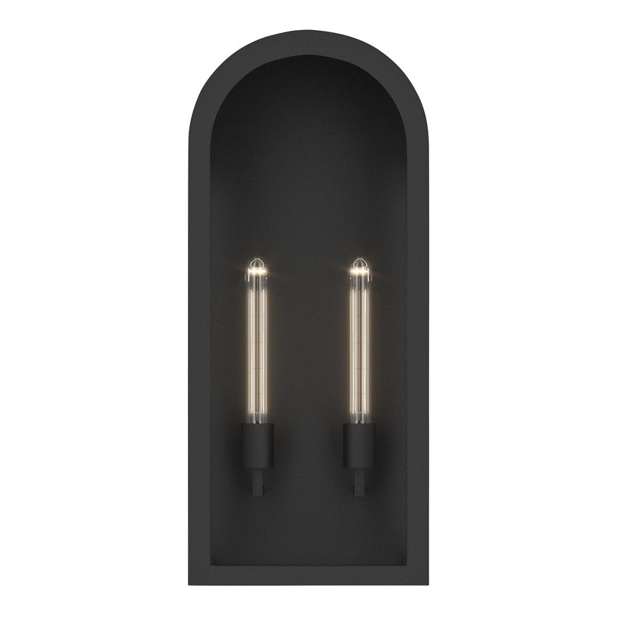 Kichler Marea 25in 2-Light Outdoor Wall Light | Art Deco Textured Black and Clear Glass | Porch & Patio | 11 x 25 in | Model 59203BKT