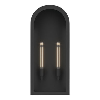 Kichler Marea 25in 2-Light Outdoor Wall Light | Art Deco Textured Black and Clear Glass | Porch & Patio | 11 x 25 in | Model 59203BKT