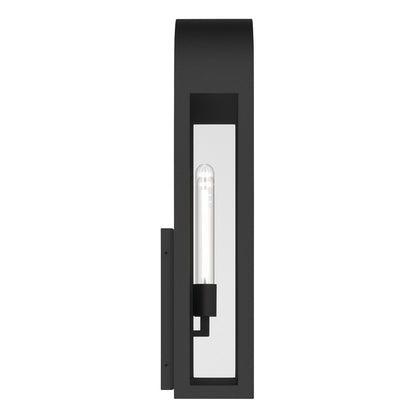 Kichler Marea 25in 2-Light Outdoor Wall Light | Art Deco Textured Black and Clear Glass | Porch & Patio | 11 x 25 in | Model 59203BKT