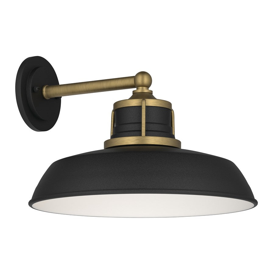 Kichler Fielding 12in 1-Light Outdoor Wall Light | Industrial Natural Brass and Black | Entryway & Porch | 12 x 10 x 12.5 in | Model 59205NBR