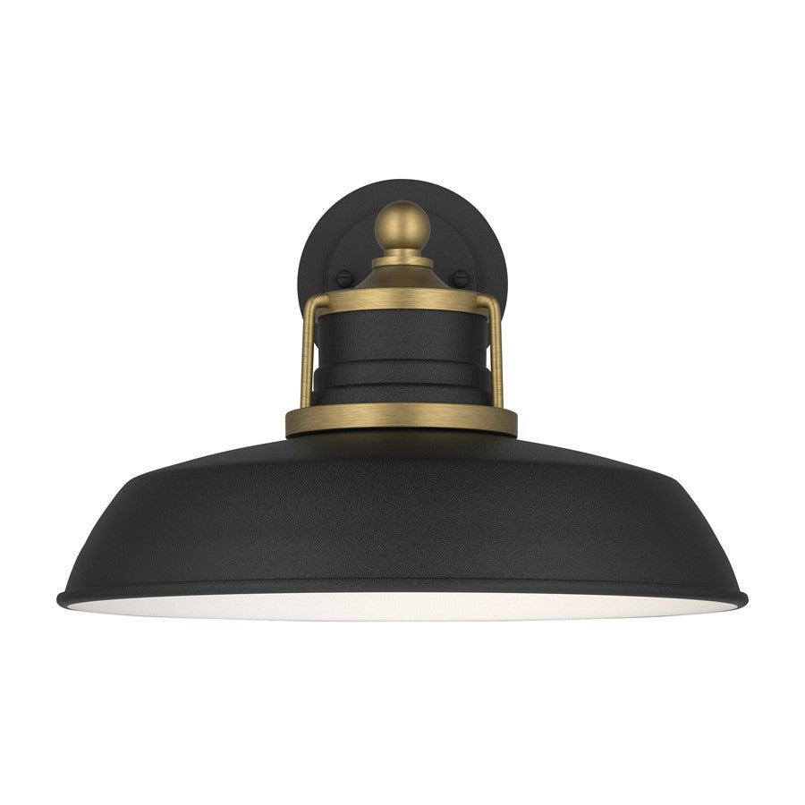 Kichler Fielding 12in 1-Light Outdoor Wall Light | Industrial Natural Brass and Black | Entryway & Porch | 12 x 10 x 12.5 in | Model 59205NBR