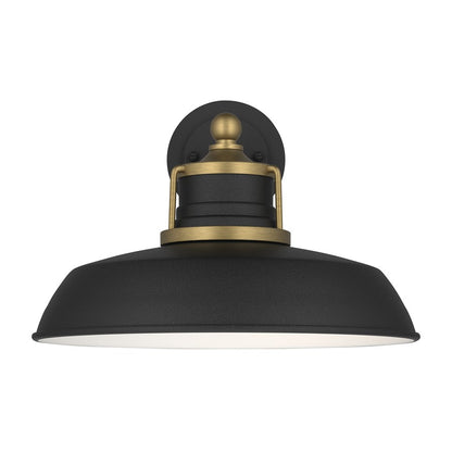 Kichler Fielding 12in 1-Light Outdoor Wall Light | Industrial Natural Brass and Black | Entryway & Porch | 12 x 10 x 12.5 in | Model 59205NBR