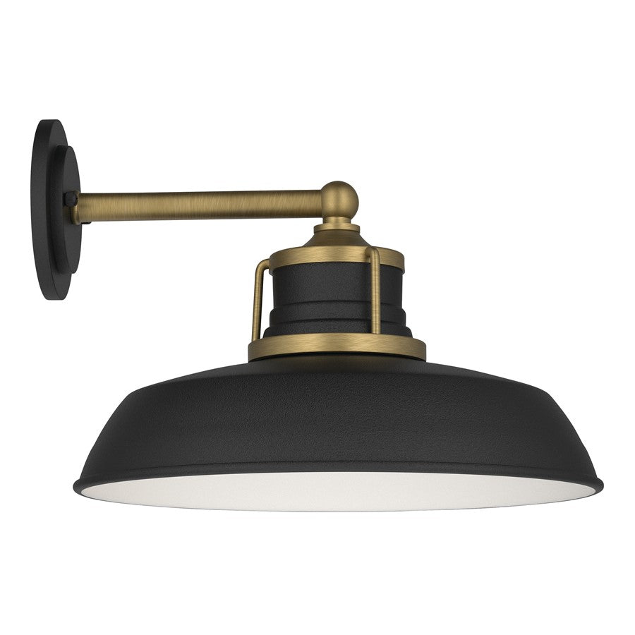 Kichler Fielding 12in 1-Light Outdoor Wall Light | Industrial Natural Brass and Black | Entryway & Porch | 12 x 10 x 12.5 in | Model 59205NBR