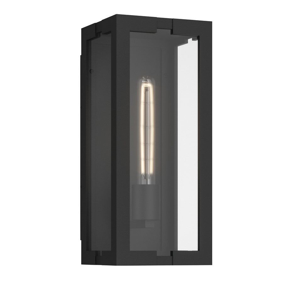 Kichler Calen 14in 1-Light Outdoor Wall Light | Modern Textured Black Aluminum and Clear Glass | Covered Patio & Entryway | Model 59208BKT