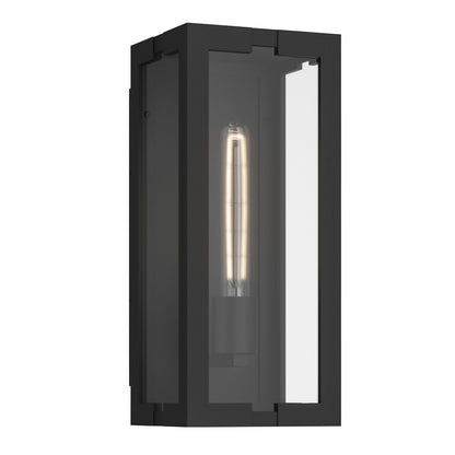 Kichler Calen 14in 1-Light Outdoor Wall Light | Modern Textured Black Aluminum and Clear Glass | Covered Patio & Entryway | Model 59208BKT