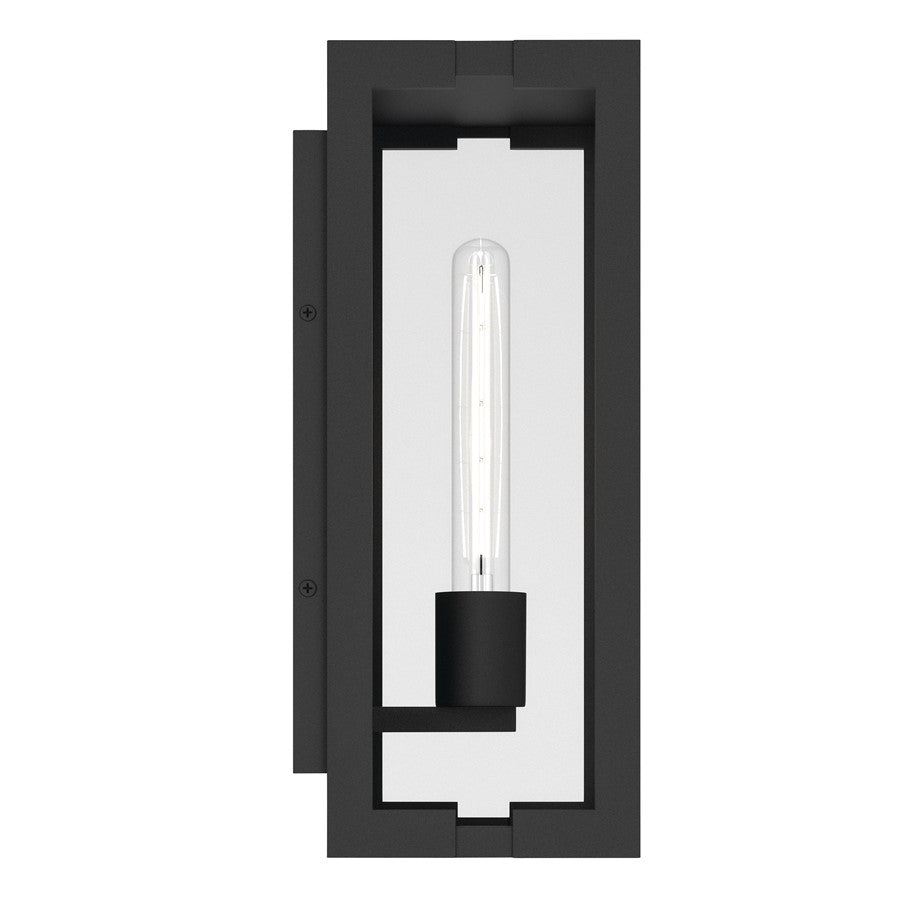 Kichler Calen 14in 1-Light Outdoor Wall Light | Modern Textured Black Aluminum and Clear Glass | Covered Patio & Entryway | Model 59208BKT