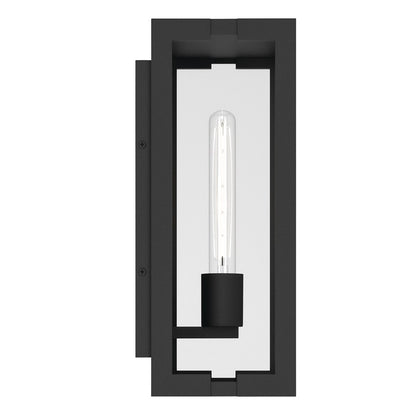 Kichler Calen 14in 1-Light Outdoor Wall Light | Modern Textured Black Aluminum and Clear Glass | Covered Patio & Entryway | Model 59208BKT