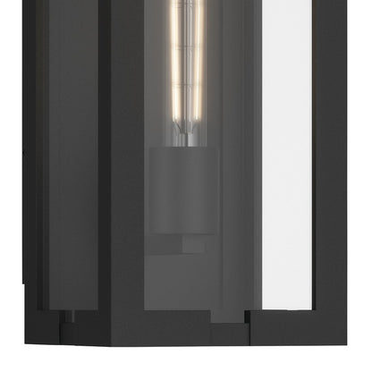 Kichler Calen 14in 1-Light Outdoor Wall Light | Modern Textured Black Aluminum and Clear Glass | Covered Patio & Entryway | Model 59208BKT