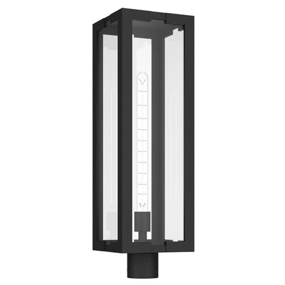 Kichler Calen 27in 1-Light Outdoor Post | Modern Textured Black Aluminum and Clear Glass | Entryway & Patio | 8 x 8 x 27 in | Model 59211BKT