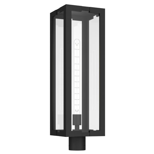 Kichler Calen 27in 1-Light Outdoor Post | Modern Textured Black Aluminum and Clear Glass | Entryway & Patio | 8 x 8 x 27 in | Model 59211BKT