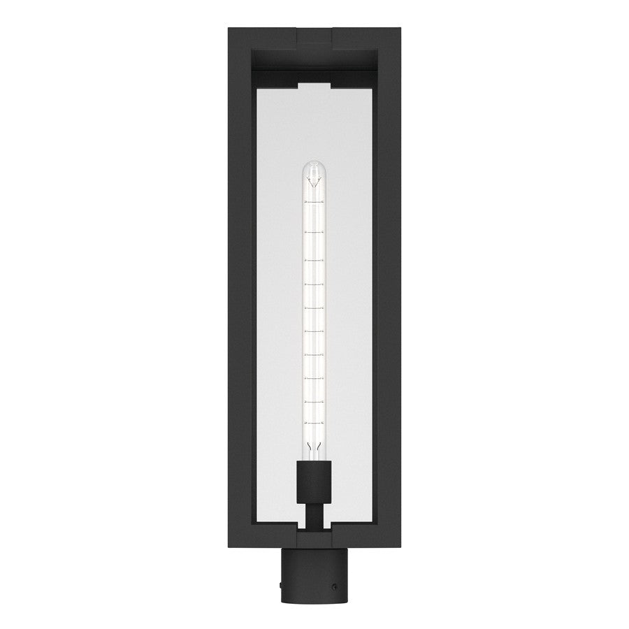 Kichler Calen 27in 1-Light Outdoor Post | Modern Textured Black Aluminum and Clear Glass | Entryway & Patio | 8 x 8 x 27 in | Model 59211BKT