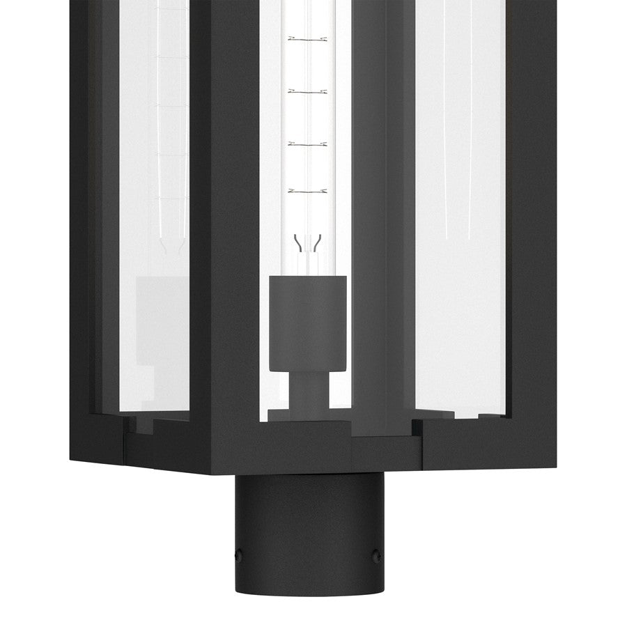 Kichler Calen 27in 1-Light Outdoor Post | Modern Textured Black Aluminum and Clear Glass | Entryway & Patio | 8 x 8 x 27 in | Model 59211BKT