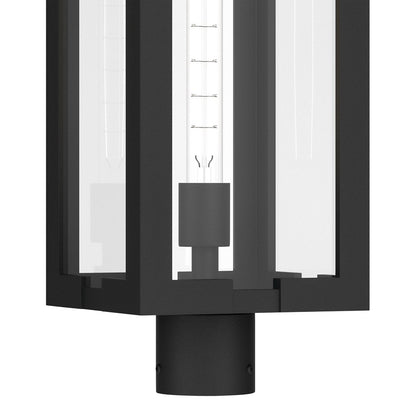 Kichler Calen 27in 1-Light Outdoor Post | Modern Textured Black Aluminum and Clear Glass | Entryway & Patio | 8 x 8 x 27 in | Model 59211BKT