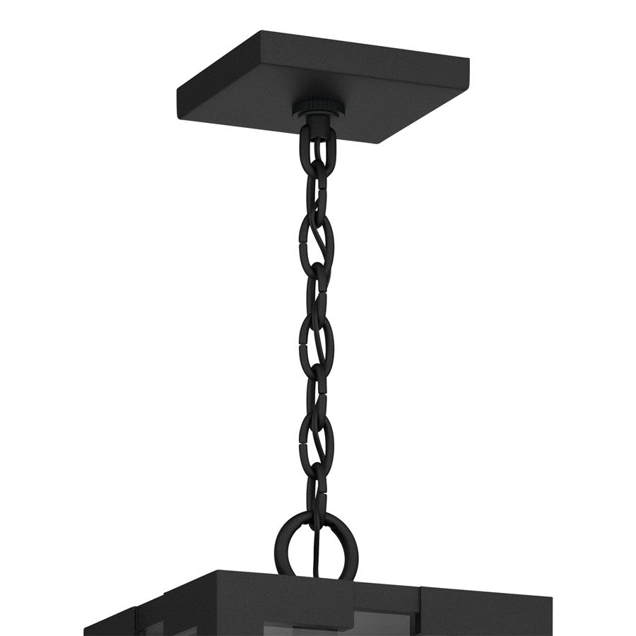 Kichler Calen 26.25in 1-Light Outdoor Pendant | Modern Textured Black Aluminum and Clear Glass | Covered Patio & Entryway | Model 59212BKT