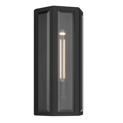 Kichler Berens 16in 1-Light Outdoor Wall Light | Traditional Textured Black and Clear Beveled Glass | Porch & Entryway | Model 59214BKT