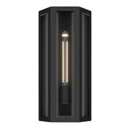 Kichler Berens 16in 1-Light Outdoor Wall Light | Traditional Textured Black and Clear Beveled Glass | Porch & Entryway | Model 59214BKT