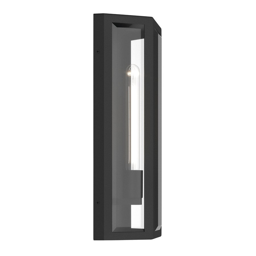 Kichler Berens 16in 1-Light Outdoor Wall Light | Traditional Textured Black and Clear Beveled Glass | Porch & Entryway | Model 59214BKT
