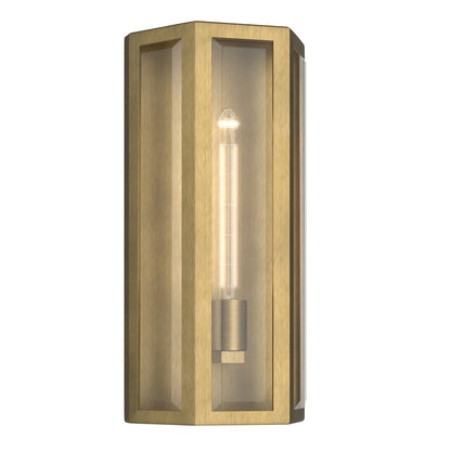 Kichler Berens 16in 1-Light Outdoor Wall Sconce | Traditional Natural Brass and Clear Beveled Glass | Entryway & Porch | Model 59214NBR