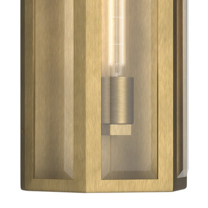 Kichler Berens 16in 1-Light Outdoor Wall Sconce | Traditional Natural Brass and Clear Beveled Glass | Entryway & Porch | Model 59214NBR