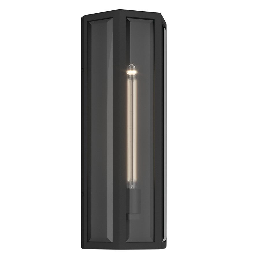 Kichler Berens 20in 1-Light Outdoor Wall Light | Traditional Textured Black Aluminum Clear Beveled Glass | Entryway & Porch | Model 59215BKT
