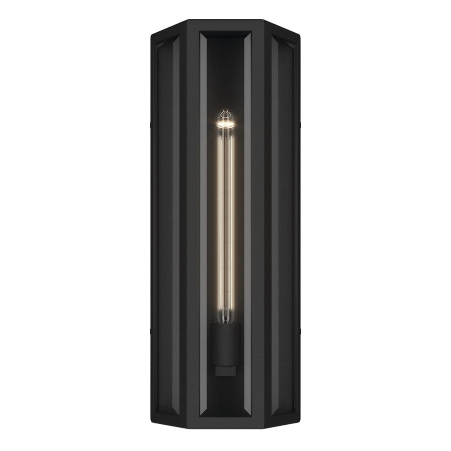 Kichler Berens 20in 1-Light Outdoor Wall Light | Traditional Textured Black Aluminum Clear Beveled Glass | Entryway & Porch | Model 59215BKT