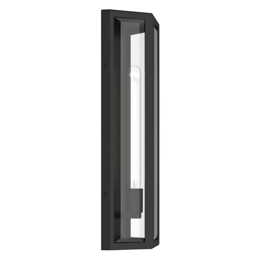Kichler Berens 20in 1-Light Outdoor Wall Light | Traditional Textured Black Aluminum Clear Beveled Glass | Entryway & Porch | Model 59215BKT