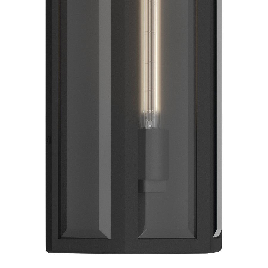 Kichler Berens 20in 1-Light Outdoor Wall Light | Traditional Textured Black Aluminum Clear Beveled Glass | Entryway & Porch | Model 59215BKT