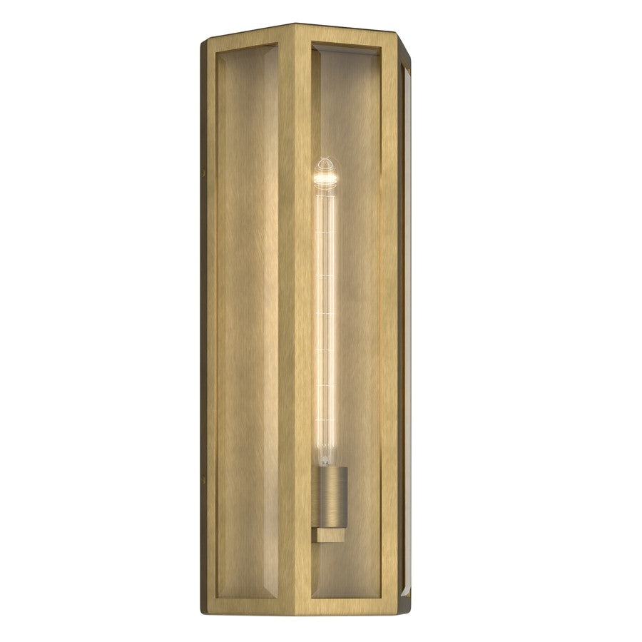 Kichler Berens 20in 1-Light Outdoor Wall Sconce | Traditional Natural Brass Aluminum and Clear Beveled Glass | Entryway & Porch | Model 59215NBR