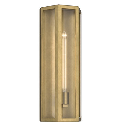 Kichler Berens 20in 1-Light Outdoor Wall Sconce | Traditional Natural Brass Aluminum and Clear Beveled Glass | Entryway & Porch | Model 59215NBR