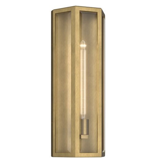 Kichler Berens 20in 1-Light Outdoor Wall Sconce | Traditional Natural Brass Aluminum and Clear Beveled Glass | Entryway & Porch | Model 59215NBR