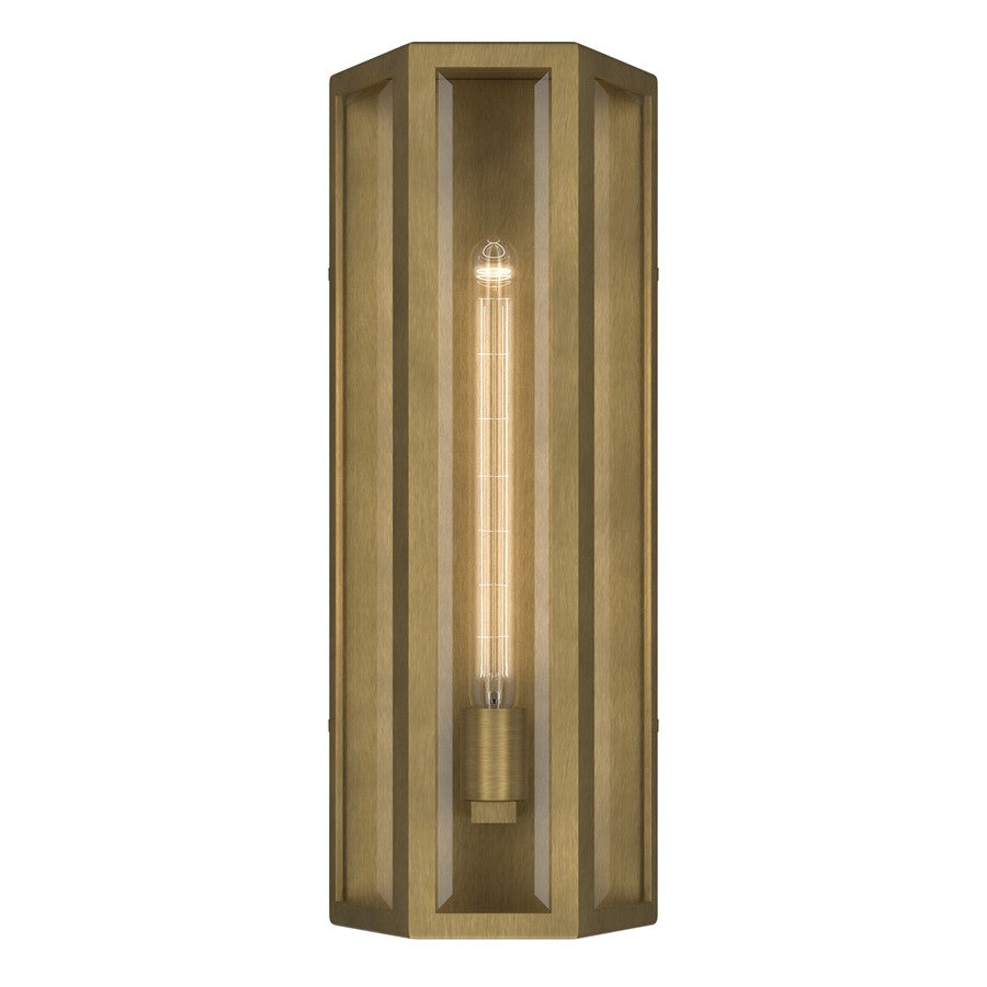 Kichler Berens 20in 1-Light Outdoor Wall Sconce | Traditional Natural Brass Aluminum and Clear Beveled Glass | Entryway & Porch | Model 59215NBR