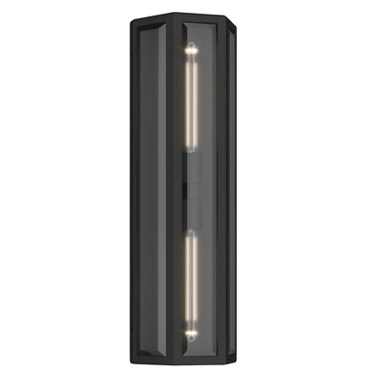 Kichler Berens 24in 2-Light Outdoor Wall Sconce | Traditional Textured Black and Clear Beveled Glass | Entryway & Garage | Model 59216BKT